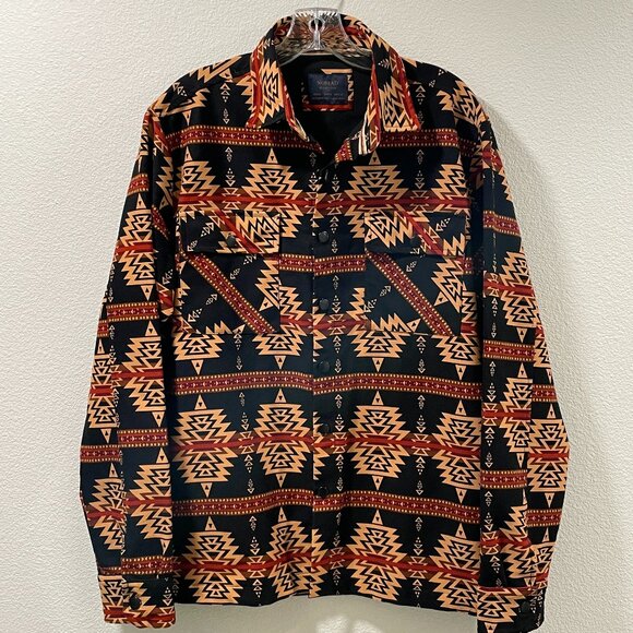 NOMAD By Craft & Flow Men's "Aztec Twill Shacket" Long Sleeve Black/Rust Size M - Picture 2 of 10